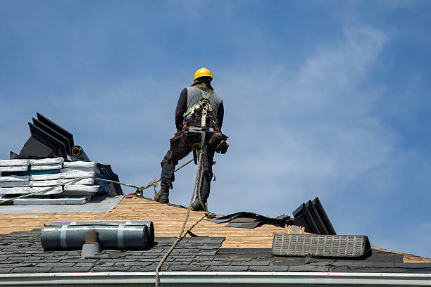 Professional Gutter Installation technician working in Medway, ME